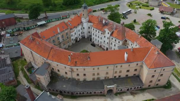 Schöne Burg Jawor Luftaufnahme Polen Hochwertiges Filmmaterial — Stockvideo