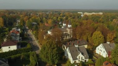 Güzel Mlociny Kilisesi Varşova Hava Manzarası Polonya. Yüksek kalite 4k görüntü