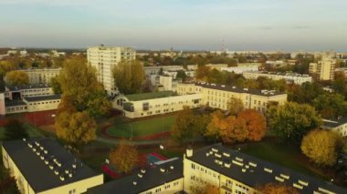 Peyzaj Okulu Bielany Varşova Hava Görüntüsü Polonya. Yüksek kalite 4k görüntü