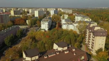 Panorama Konutları Wrzeciono Varşova Hava Görüntüsü Polonya. Yüksek kalite 4k görüntü