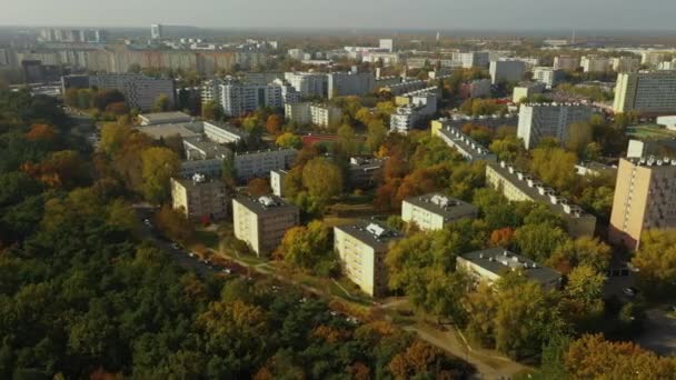 Panorama Housing Estate Wrzeciono Warschau Luchtfoto Polen Hoge Kwaliteit Beeldmateriaal — Stockvideo