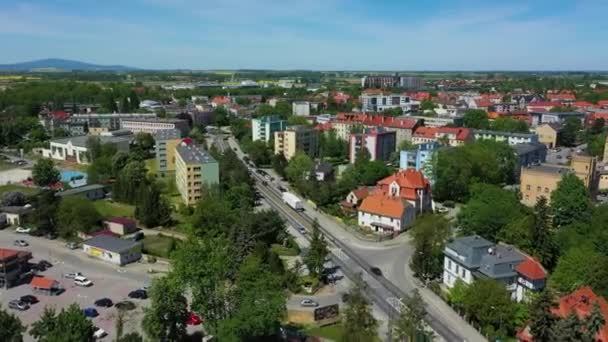 Mooie Housing Estate Strzelin Aerial View Polen Hoge Kwaliteit Beeldmateriaal — Stockvideo