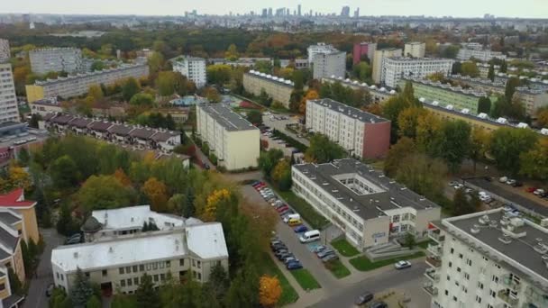 Bellissimo Housing Estate Wrzeciono Varsavia Vista Aerea Polonia Filmati Alta — Video Stock