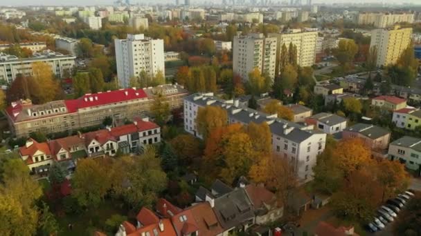 Gyönyörű Estate Stare Bielany Varsó Aerial View Lengyelország Kiváló Minőségű — Stock videók