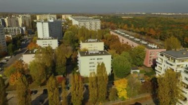 Panorama Konutları Wrzeciono Varşova Hava Görüntüsü Polonya. Yüksek kalite 4k görüntü