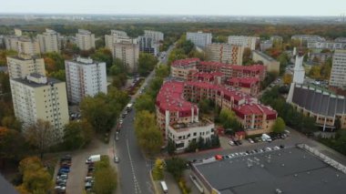 Güzel konutlar, Wrzeciono Varşova Hava Manzarası Polonya. Yüksek kalite 4k görüntü