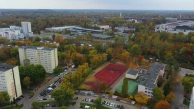 Panorama Konutları Wrzeciono Varşova Hava Görüntüsü Polonya. Yüksek kalite 4k görüntü