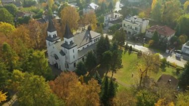 Güzel Mlociny Kilisesi Varşova Hava Manzarası Polonya. Yüksek kalite 4k görüntü