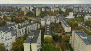 Panorama Konutları Wrzeciono Varşova Hava Görüntüsü Polonya. Yüksek kalite 4k görüntü
