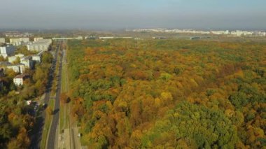 Güzel Orman Bielany Varşova Hava Manzarası Polonya. Yüksek kalite 4k görüntü