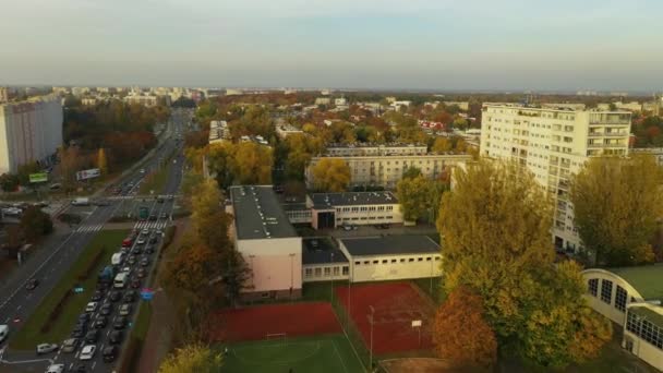 Landscape School Stare Bielany Varsovia Vista Aérea Polonia Imágenes Alta — Vídeos de Stock