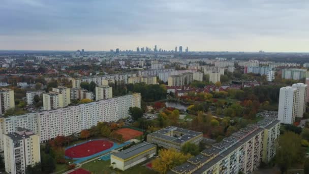 Panorama Wawrzyszew Varsavia Veduta Aerea Polonia Filmati Alta Qualità — Video Stock