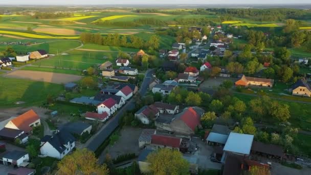 Krásné Panoramatické Domy Zimna Wodka Aerial View Polsko Vysoce Kvalitní — Stock video