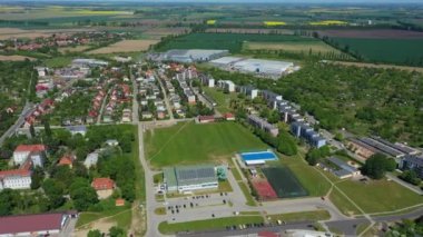 Güzel Panorama Strzelin Hava Görüntüsü Polonya. Yüksek kalite 4k görüntü