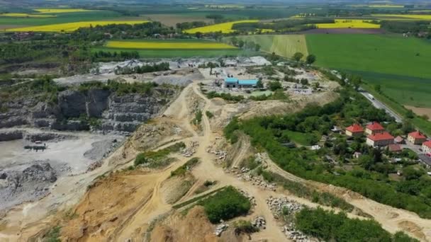 Quarries Granite Mine Strzelin Aerial View Poland High Quality Footage — Stock Video