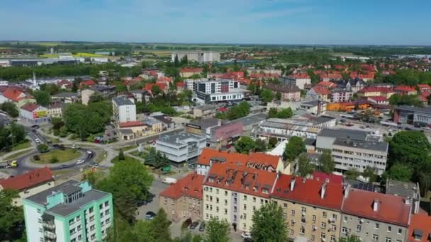 Prachtig Panorama Strzelin Luchtfoto Uitzicht Polen Hoge Kwaliteit Beeldmateriaal — Stockvideo