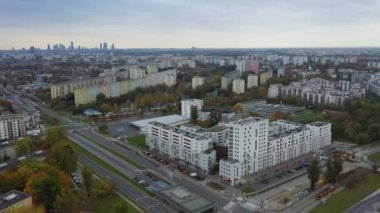 Panorama Wawrzyszew Varşova Hava Görüntüsü Polonya. Yüksek kalite 4k görüntü