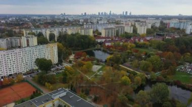 Panorama Wawrzyszew Varşova Hava Görüntüsü Polonya. Yüksek kalite 4k görüntü