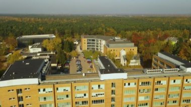 Mlociny Üniversitesi Varşova Hava Görüntüsü Polonya. Yüksek kalite 4k görüntü
