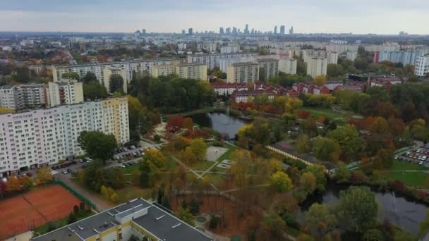 Panorama Wawrzyszew Varsó Aerial View Lengyelország Kiváló Minőségű Felvételek — Stock videók
