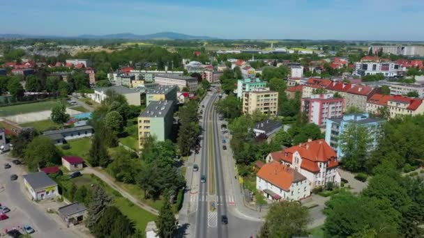 Prachtig Panorama Weg Strzelin Antenne Uitzicht Polen Hoge Kwaliteit Beeldmateriaal — Stockvideo