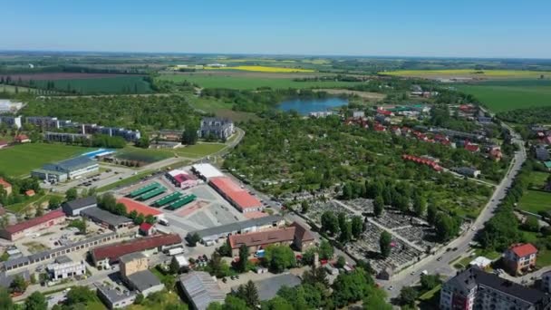 Prachtige Panorama Vijver Glinianki Strzelin Aerial View Polen Hoge Kwaliteit — Stockvideo
