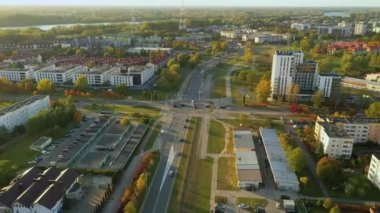 Panorama House Estate Nowodwory Varşova Hava Görüntüsü Polonya. Yüksek kalite 4k görüntü