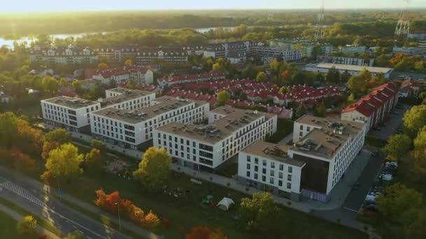 Huis Estate Nowodwory Warschau Luchtfoto View Polen Hoge Kwaliteit Beeldmateriaal — Stockvideo