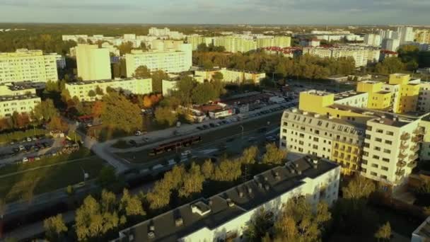 Vackra Hus Estate Tarchomin Warszawa Flygfoto Polen Högkvalitativ Film — Stockvideo