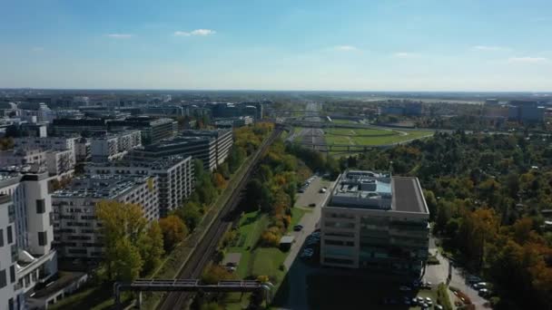 Indah Estate Tracks Mokotow Warsawa Aerial View Polandia Rekaman Berkualitas — Stok Video