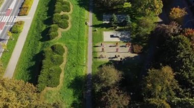 Güzel Park Ochota Varşova Hava Manzarası Polonya. Yüksek kalite 4k görüntü