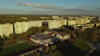 Panorama Malikanesi Tarchomin Varşova Hava Görüntüsü Polonya. Yüksek kalite 4k görüntü