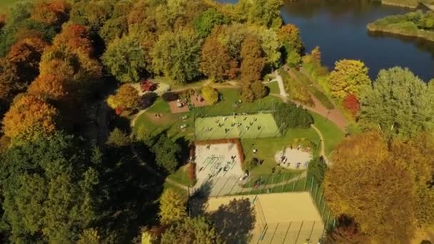 Piękny Park Szczesliwice Ochota Warsaw Aerial View Poland Wysokiej Jakości — Wideo stockowe