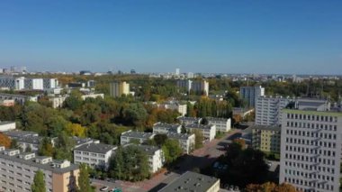 Güzel Panorama Estate Ochota Varşova Hava Manzarası Polonya. Yüksek kalite 4k görüntü