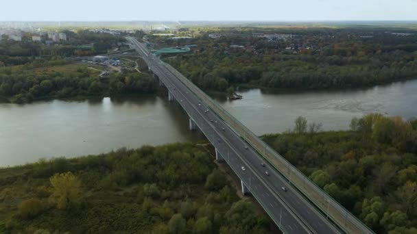 Vistula Bridge Tarchomin Warsaw Aerial View Poland High Quality Footage — Stock Video