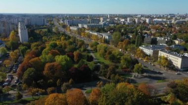 Güzel Park Ochota Varşova Hava Manzarası Polonya. Yüksek kalite 4k görüntü