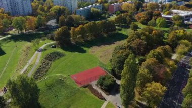 Güzel Park Ochota Varşova Hava Manzarası Polonya. Yüksek kalite 4k görüntü