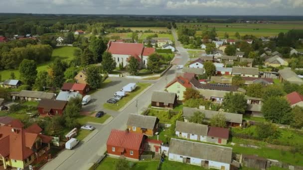 Hermosas Casas Panorámicas Skorkowice Vista Aérea Polonia Imágenes Alta Calidad — Vídeos de Stock