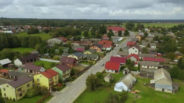 Beautiful Panorama Houses Skorkowice Aerial View Poland High Quality Footage — Stock Video