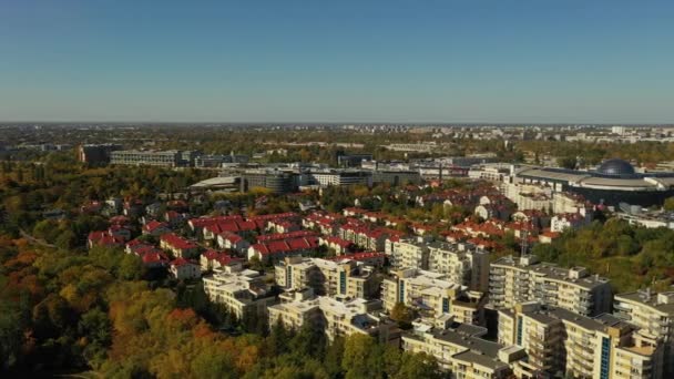 Beautiful Housing Estate Ochota Warsaw Aerial View Poland High Quality — Stock Video