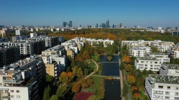 Piękny Panoramiczny Mokotów Mokotów Warsaw Aerial View Poland Wysokiej Jakości — Wideo stockowe