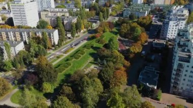Güzel Park Ochota Varşova Hava Manzarası Polonya. Yüksek kalite 4k görüntü