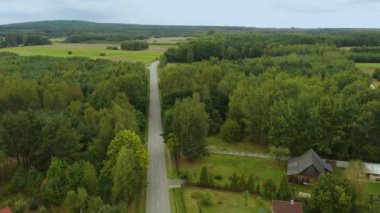 Güzel Panorama Ormanı Skorkowice Hava Görüntüsü Polonya. Yüksek kalite 4k görüntü