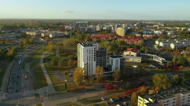 Панорама Будинок Нерухомості Nowodwory Warsaw Air View Poland Високоякісні Кадри — стокове відео