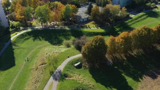 Piękny Park Ochota Warsaw Aerial View Poland Wysokiej Jakości Materiał — Wideo stockowe