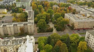 Güzel Park Sklodowski Varşova Hava Manzarası Polonya. Yüksek kalite 4k görüntü