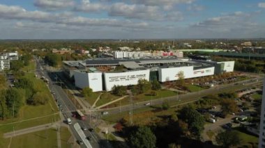 Tarchomin Alışveriş Merkezi Varşova Hava Görüntüsü Polonya. Yüksek kalite 4k görüntü