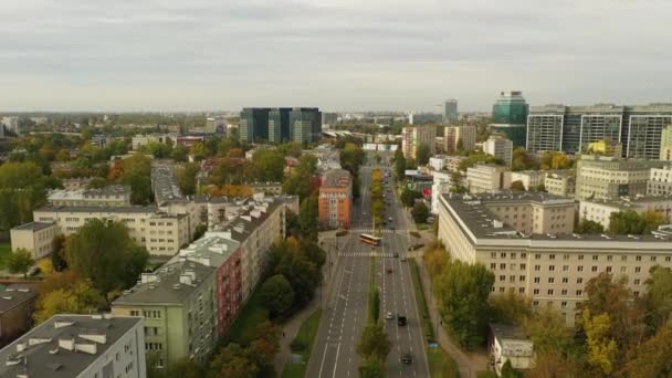 Piękna Aleja Warszawska Aerial View Poland Wysokiej Jakości Materiał — Wideo stockowe
