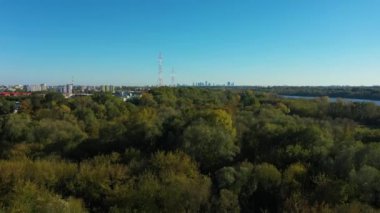 Panorama Nowodwory Vistula Varşova Hava Görüntüsü Polonya. Yüksek kalite 4k görüntü