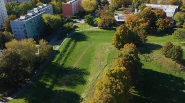 Güzel Park Ochota Varşova Hava Manzarası Polonya. Yüksek kalite 4k görüntü